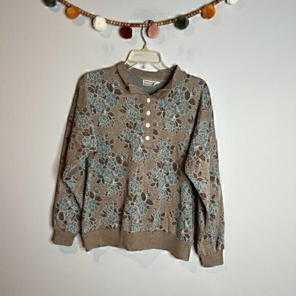 Vintage floral collared pullover - Picture 1 of 5